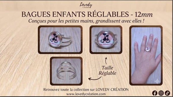 Bague enfant réglable "Duo de Chats"