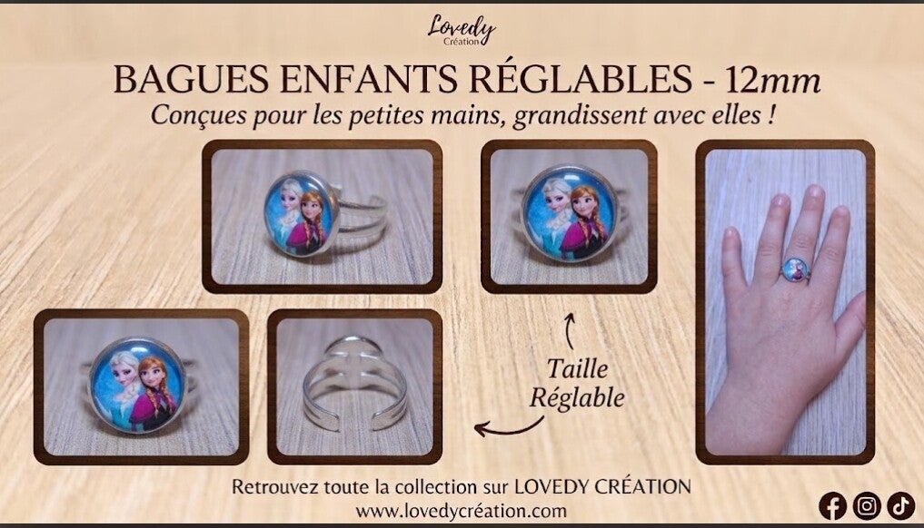 Bague enfant réglable "Sœurs des Glaces"