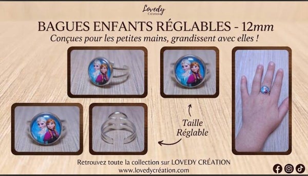 Bague enfant réglable "Sœurs des Glaces"