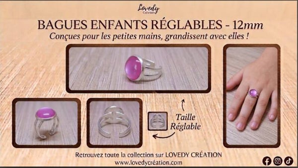 Bague enfant réglable "Violet & Rose Captivant"