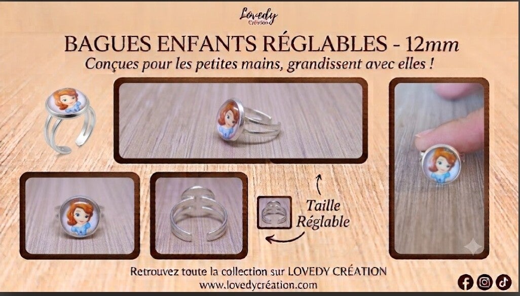 Bague enfant réglable "Princesse Sofia"