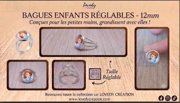 Bague enfant réglable "Princesse Sofia"