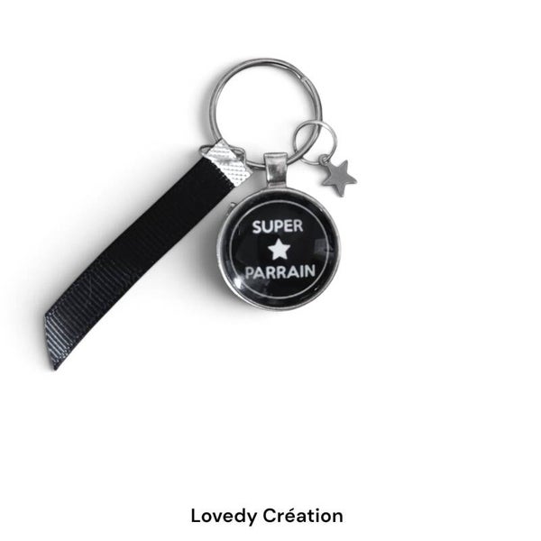 Porte-Clés "Super Parrain" – L' accessoire Tendance pour un Parrain en Or