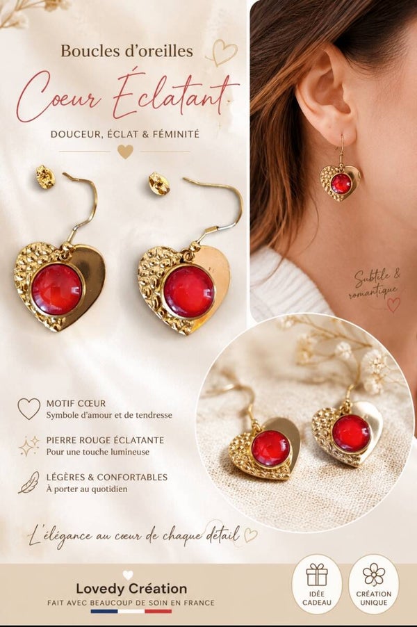 Boucles d'oreilles acier inoxydable - Éclat d'Amour - Très légères