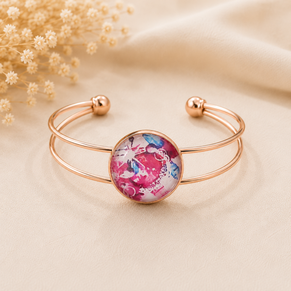 Bracelet Rose Tendre – Design Romantique et Métal Or Rose Réglable