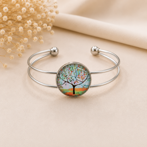 Bracelet Arbre de Vie – Symbole de Sagesse et Métal Argenté Réglable