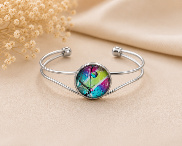 Bracelet Palette – Design Artistique et Métal Argenté Réglable