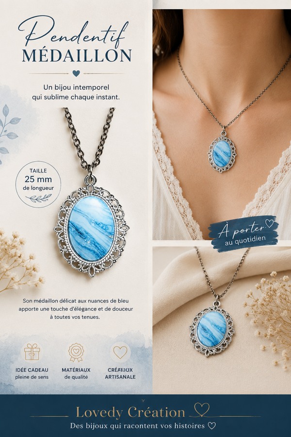 Collier Pendentif "Océan Bleu" – L'Élégance Délicate et Poétique