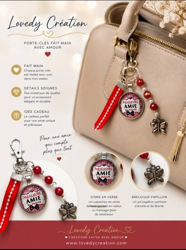 Porte-clés & Bijou de Sac "Meilleure Amie du Monde" – Pour une amie qui compte plus que tout ❤️