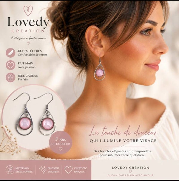 Boucles d'oreilles « Rosalie » en acier inoxydable