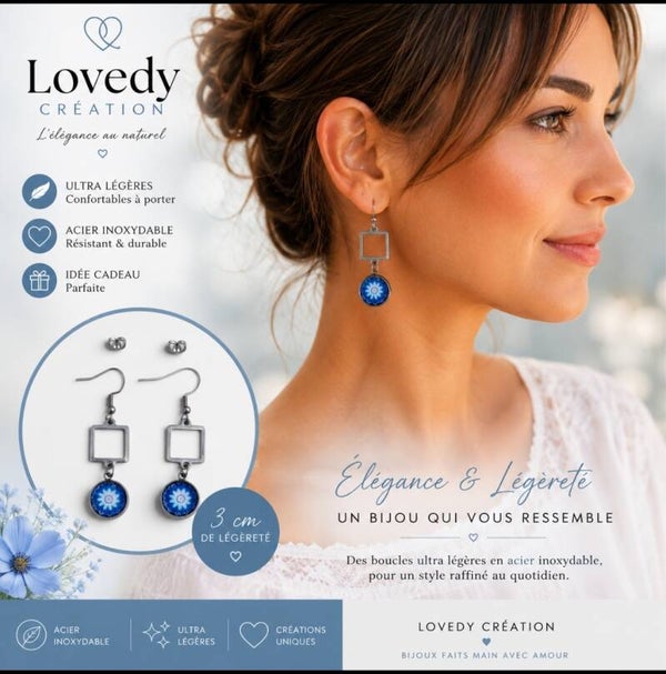 Boucles d'oreilles « Céleste » en acier inoxydable