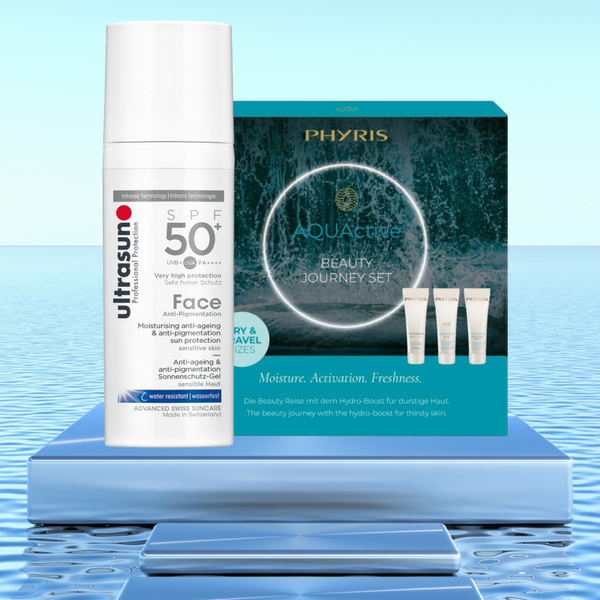 ULTRASUN Face Anti-Pigmentation SPF50 + PHYRIS AQUActive Beauty Journey Set mit Somi Gel ... durchfeuchtend & aufpolsternd
