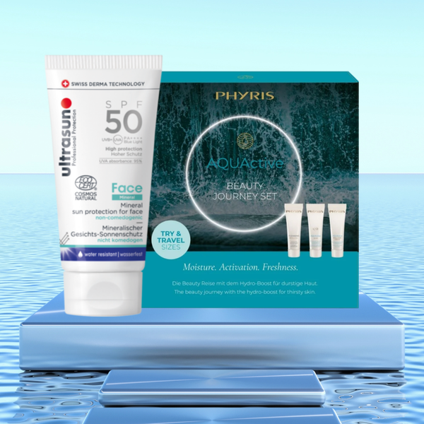 ULTRASUN Face Mineral SPF50 + PHYRIS AQUActive Beauty Journey Set mit Somi Gel ... durchfeuchtend & aufpolsternd