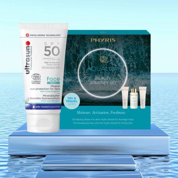 ULTRASUN Face Mineral SPF50 + PHYRIS AQUActive Beauty Journey Set mit Somi Spray ... durchfeuchtend & aufpolsternd