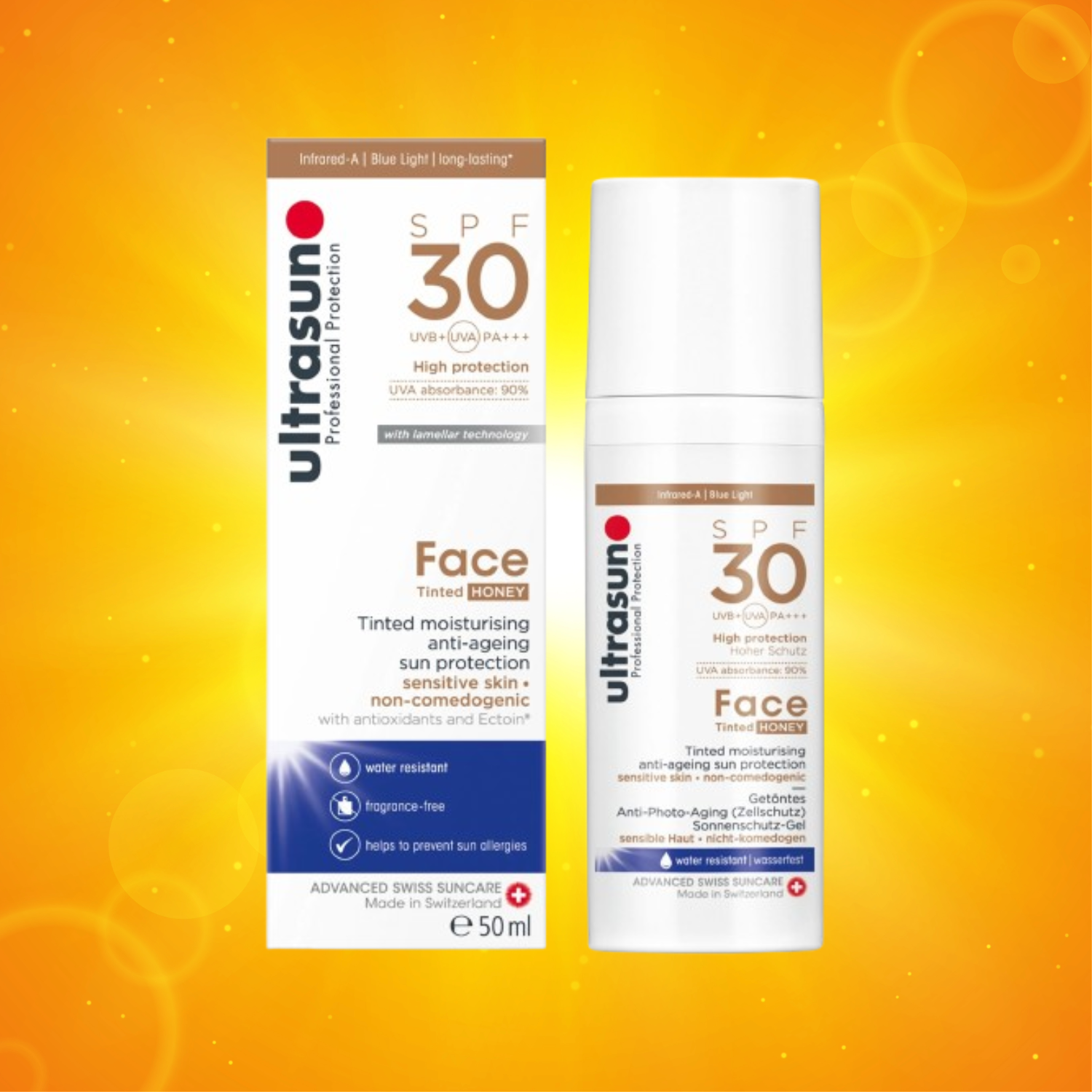 ULTRASUN Face Tinted Honey ... Getöntes Anti-Aging Sonnenschutz Creme-Gel ... SPF30 oder SPF 50+