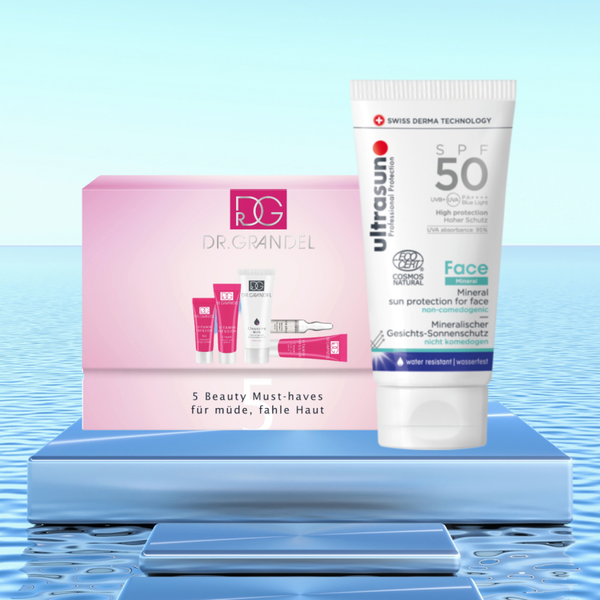 ULTRASUN Face Mineral SPF50 + DR. GRANDEL Vitamin-Infusion Reiseset für glatte Haut