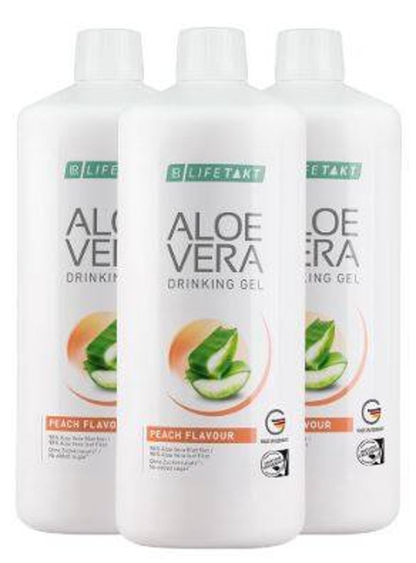 Aloe Vera Drinking Gel Pfirsich Geschmack 3er Set, 3000 ml