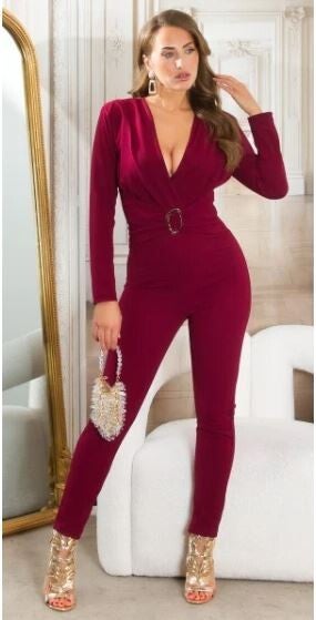 Langarm Overall mit goldener Schnalle