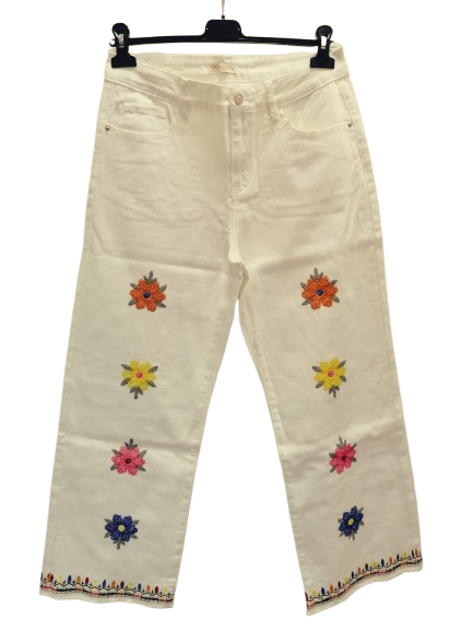 Jeans Hose mit Blumenmuster