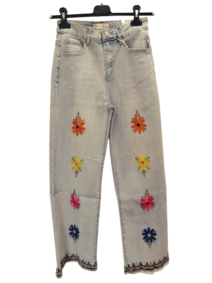 Jeans Hose mit Blumenmuster