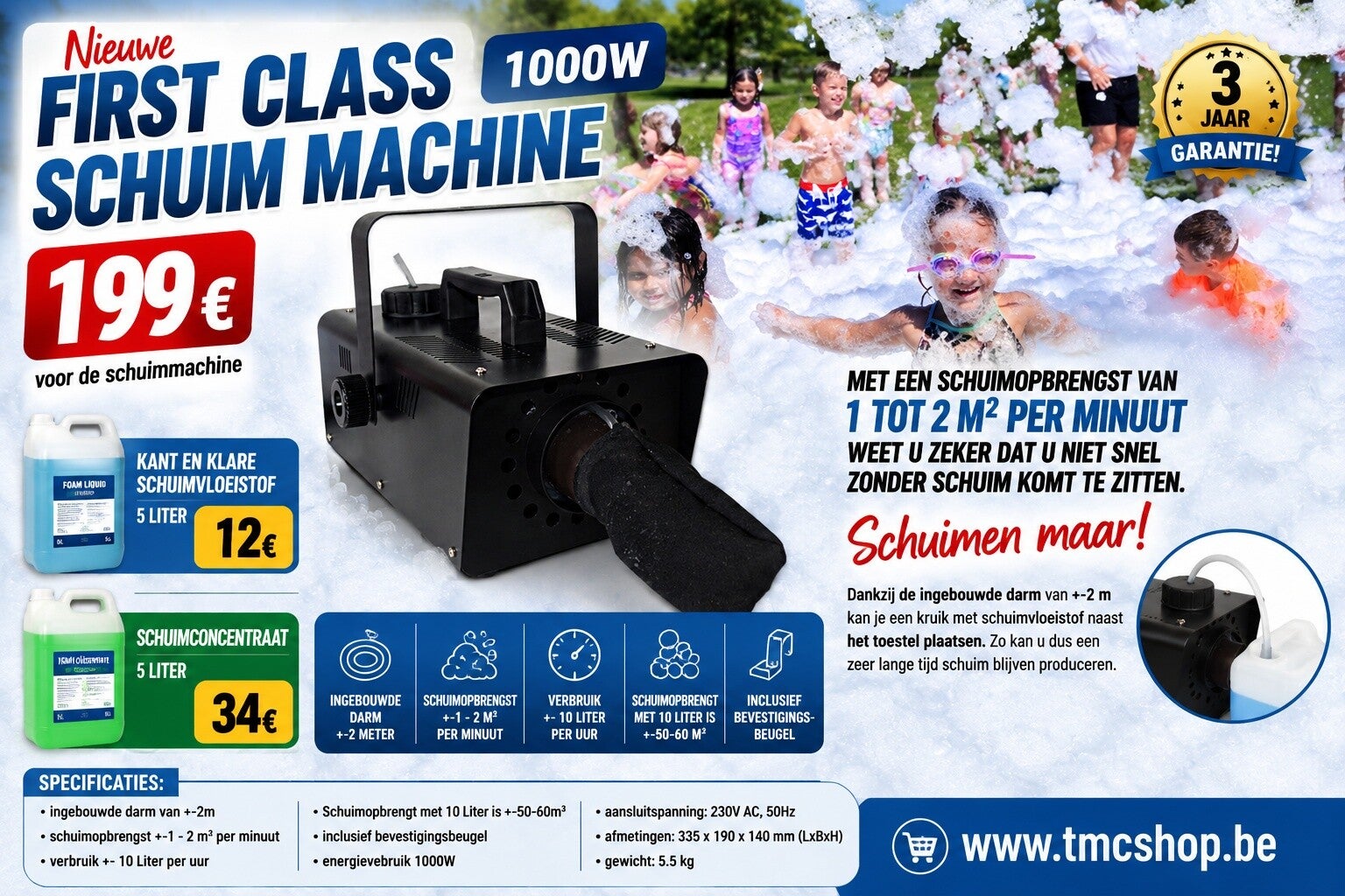 First Class Schuim machine 1000W