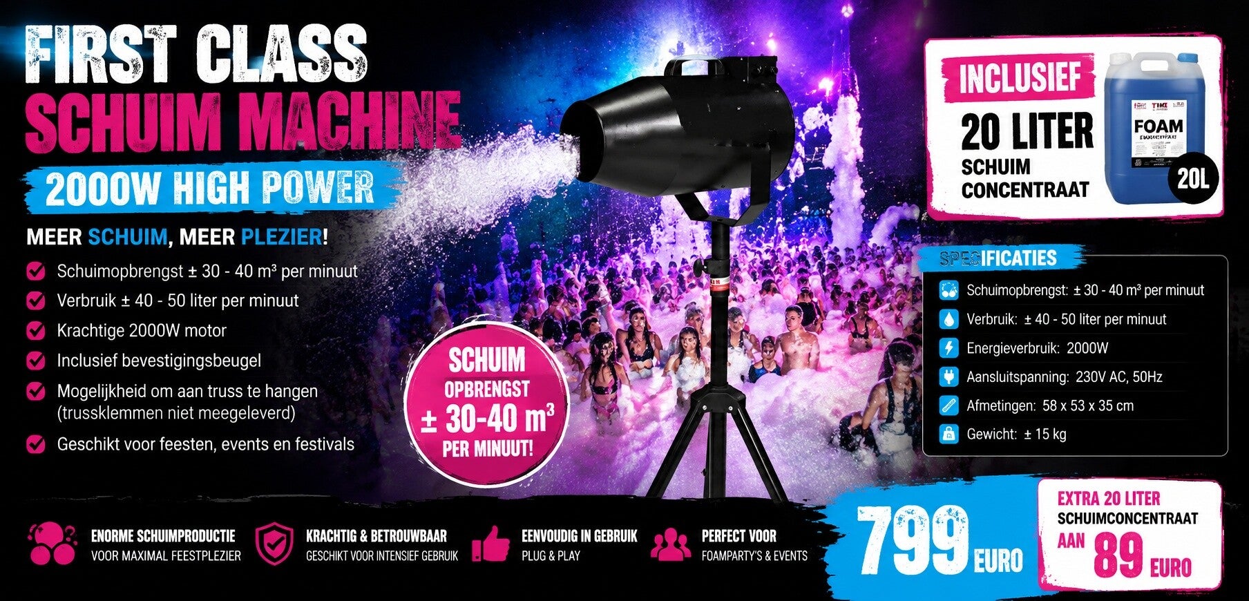 First Class Schuim machine 2500W