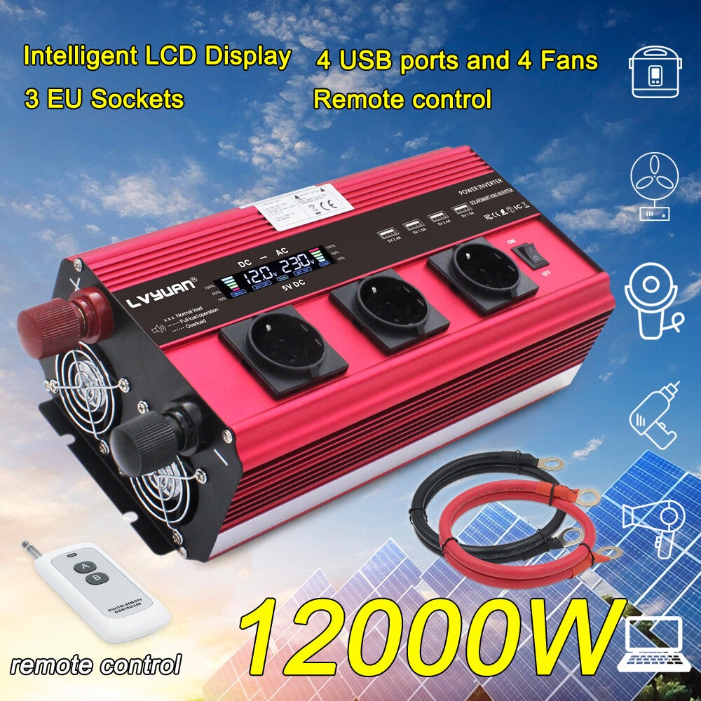 Power Inverter 12000W Peak 2500W Continu 12V