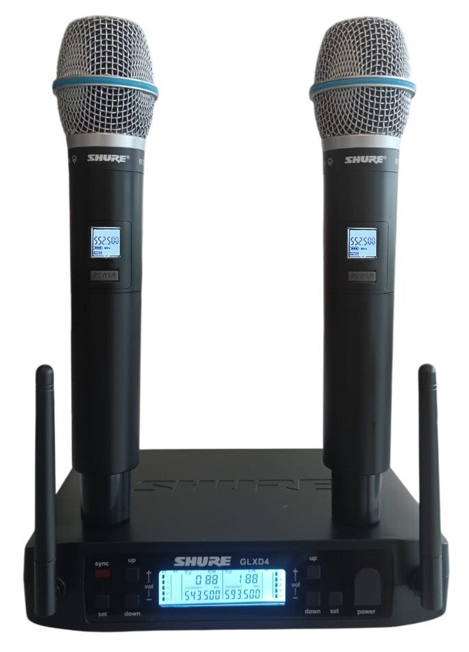 Shure Gld B87 500-599Mhz Professionele Draadloze Microfoon 2-kanaals met 2 handheld microfoons.