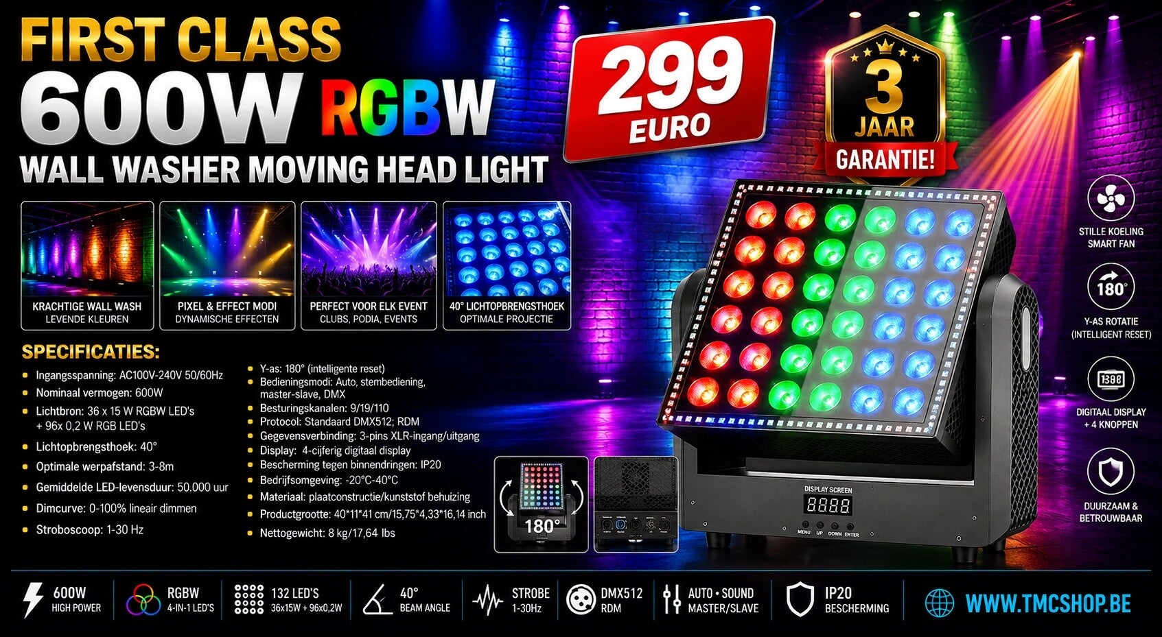 First Class 600W Wall Washer Light RGBW Moving Head Light