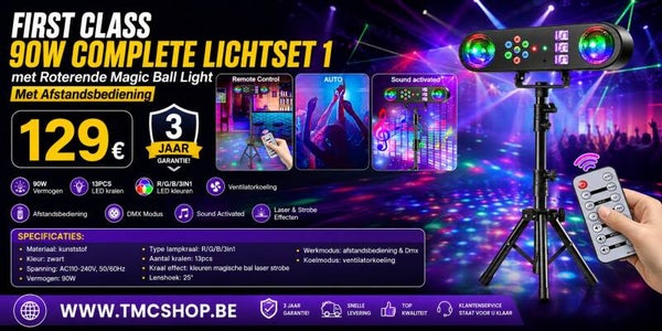 First Class 90W Complete Lichtset 1 met  Roterende Magic Ball Light Met  Afstandsbediening