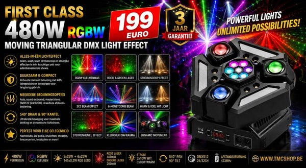First Class 480W RGBW Moving Triangular Dmx Light Effect