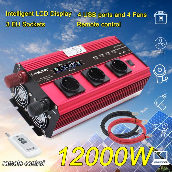 Power Inverter 12000W Peak 2500W Continu 12V
