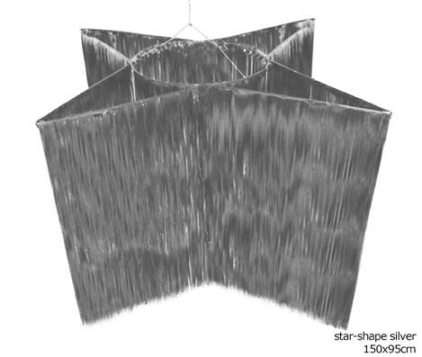 Folie gordijn zilver stervormig 150 x 95 cm.