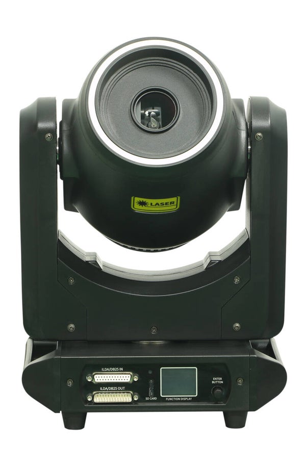 25W Fullcolor dpss Moving Head Laser 50kpps, Ilda, Dmx, Android Ios App met Led Ring