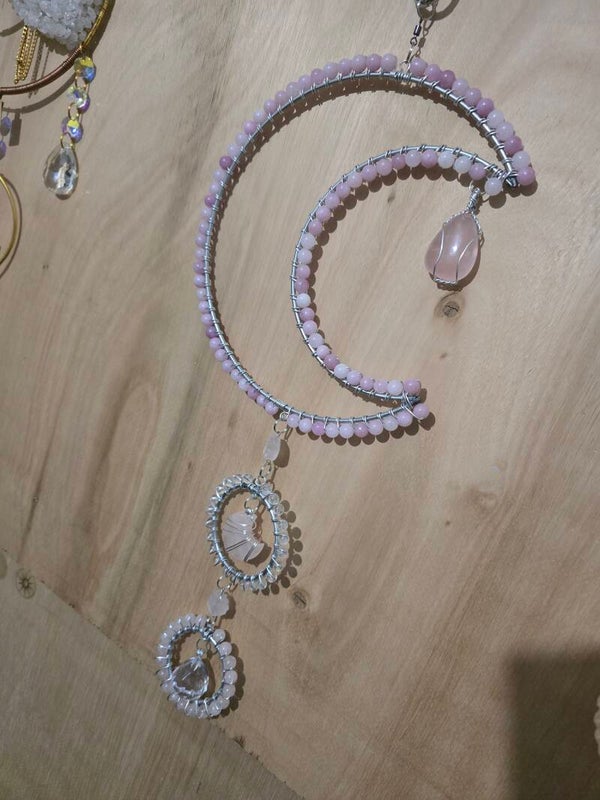 Rose Quartz Moon Suncatcher