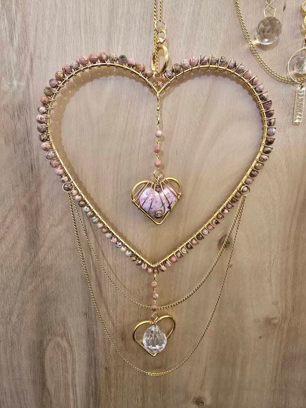 Rhodonite and rhodocrosite suncatcher