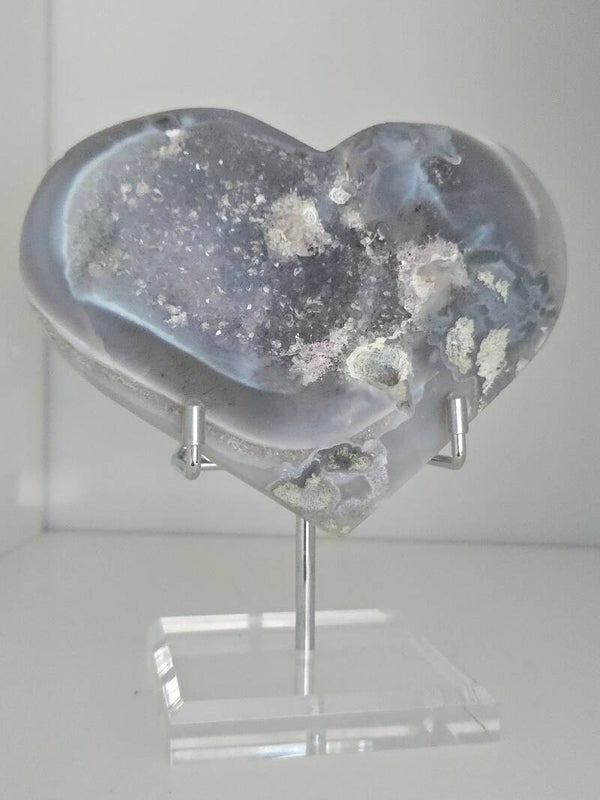 Moss & Amethyst agate Large Heart on Stand 1209g Z312