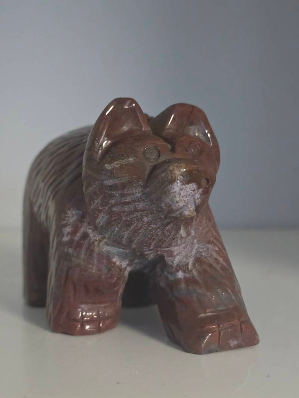 Ocean Jasper Bear Carving CX192