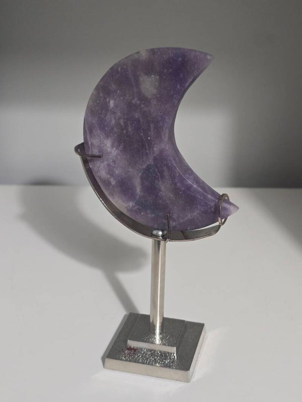 Lepidolite Moon on stand D58