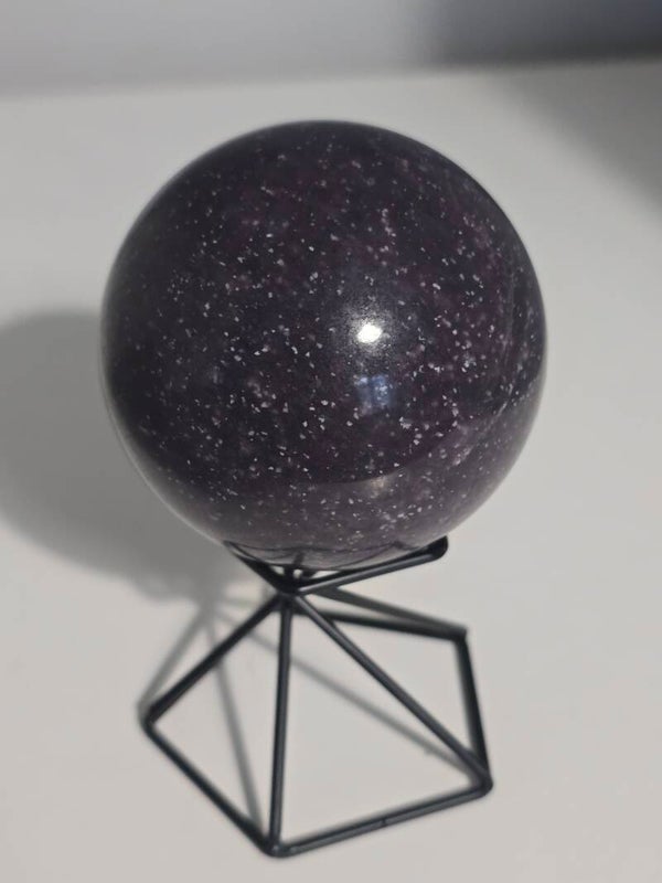Lepidolite half and unicorn half sphere P185