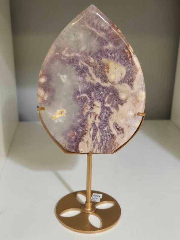 Pink Amethyst Tear Drop on stand G04