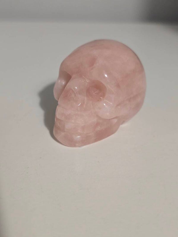 Rose Quartz Skull Carving CX355