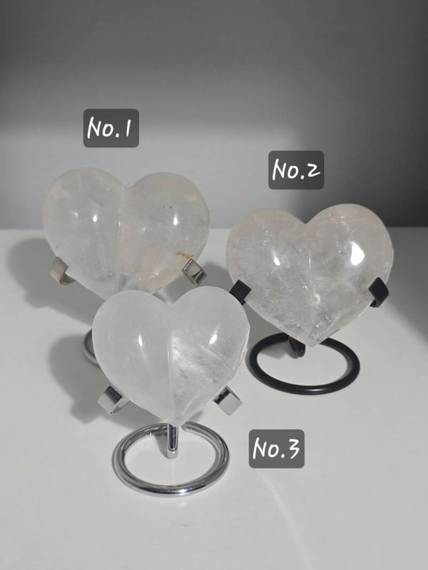 Clear Quartz Bubble Hearts