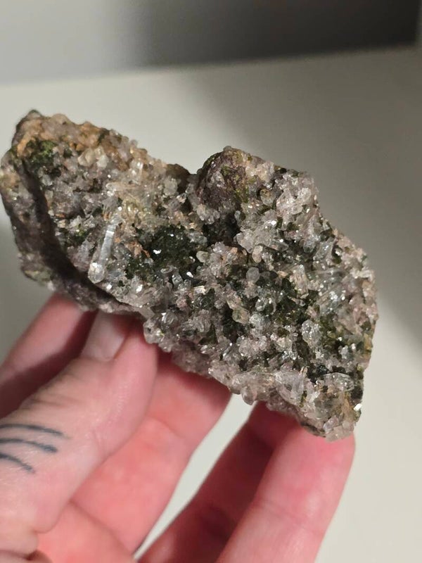 Epidote on Quartz Cluster 12.3g