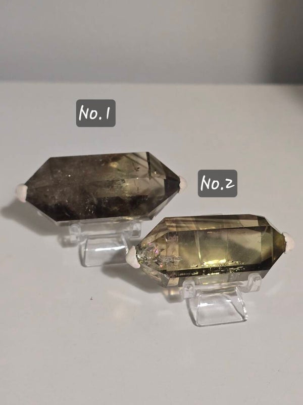 Smoky Phantom Quartz Double Points