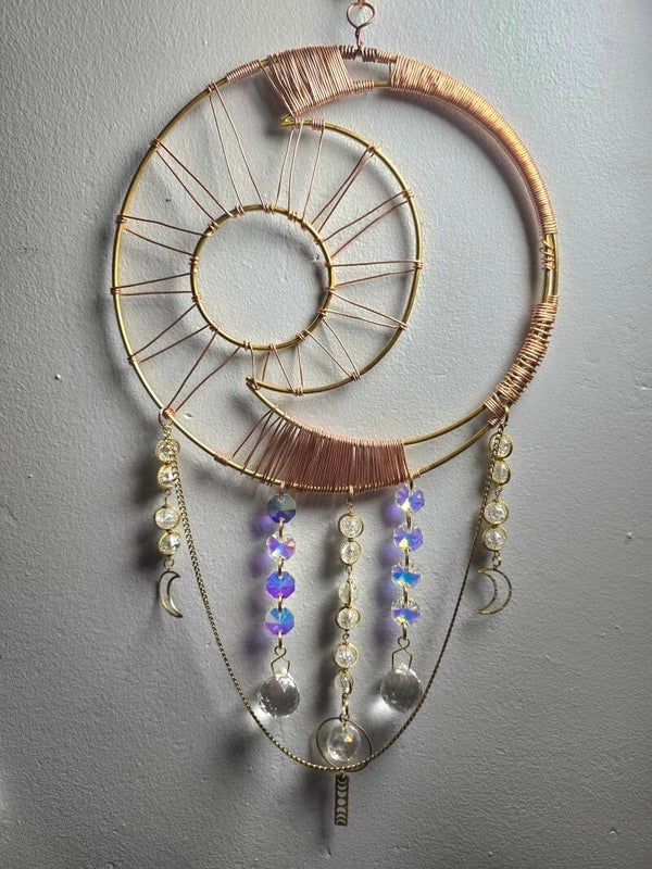 Copper Sun and Moon suncatcher
