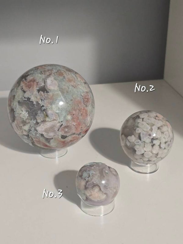 Green Flower Agate Spheres