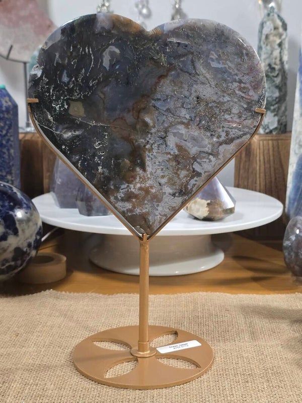 Moss And Ocean Jasper mix Heart A157