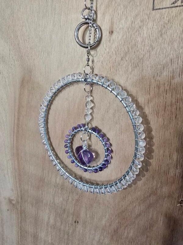 Amethyst and Clear Quartz Suncatcher