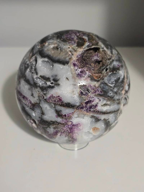 Fluorite Geothite In Quartz and Sphalerite Sphere 1207g M15